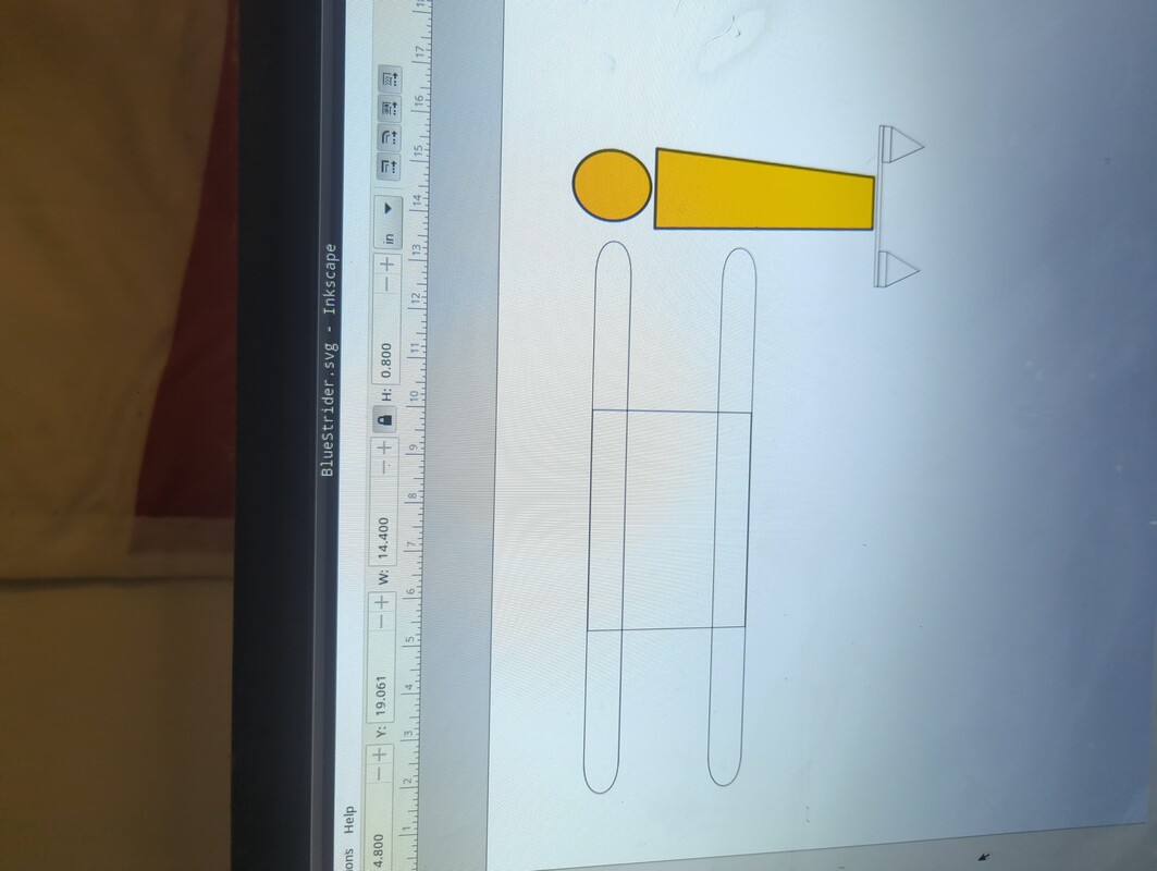 a basic outline design for a stand up paddleboard catamaran created in Inkscape