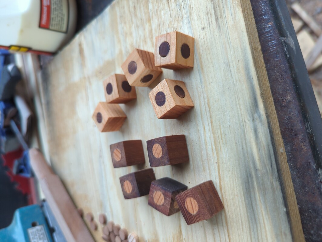 2 sets of wooden cube dice for the Game of Ur